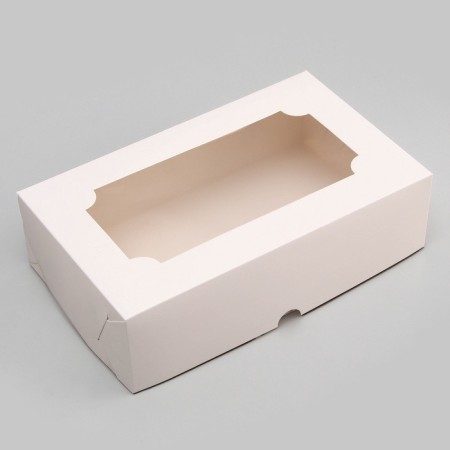 Folding box with a window for marshmallows, white, 25 x 15 x 7 cm