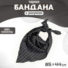 Бандана чёрная с рисунком, р. 85 × 44 см