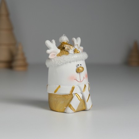 Polystone souvenir "Deer white in a hat and scarf" 4x4x7 cm-1
