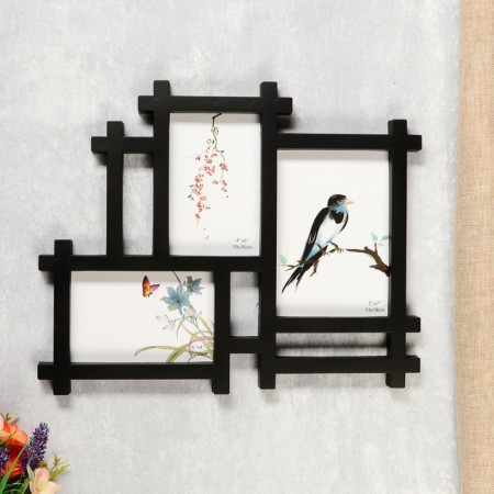 Photo frame plastic in 3 photos 10x15, 13x18 cm "straight lines" black 30.5x38 cm