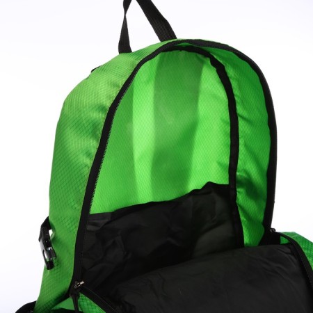 Folding backpack on lightning from textiles, 5 pockets, green color-5