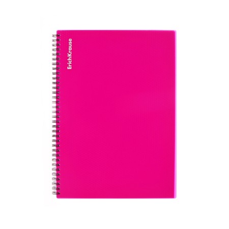 A4 notebook, 80 sheets in a cage on a spiral Erichkrause "Glance Vivid", with a plastic cover, an offset unit, white 100%, mix-12