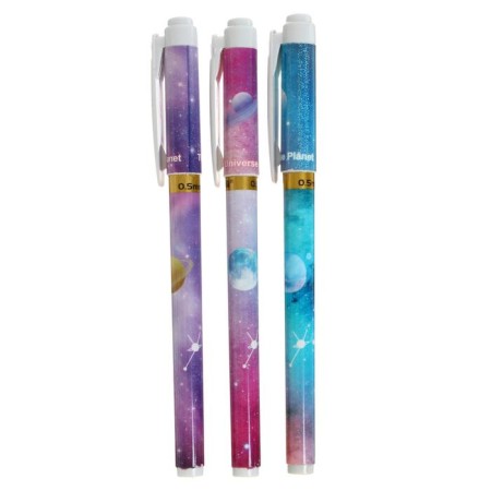 Gel pen "Cosmos" 0.5 mm, black rod, body with a pattern (barcode on a piece)