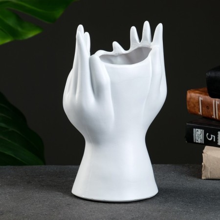Kashpo - organizer "Hands and face" white, 21x13cm-3