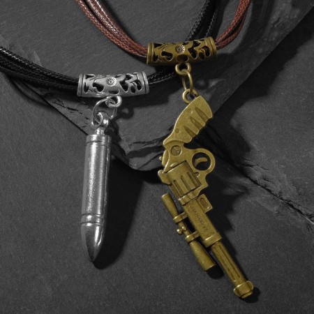 Assorted Pendant "Demetrons" Pistol and a bullet, colored on a black lace, 45 cm-5
