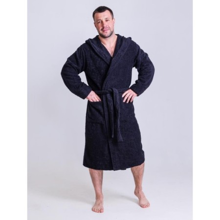 Халат мужской с капюшоном, размер 48-50, цвет черный-1