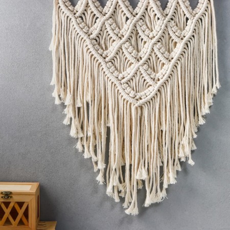 Panel wall in the technique of macram "shawl" natural 55x50 cm-2