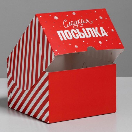 Box for Capcakes "New Year's Parcel" 16 x 16 x 10 cm, New Year-4