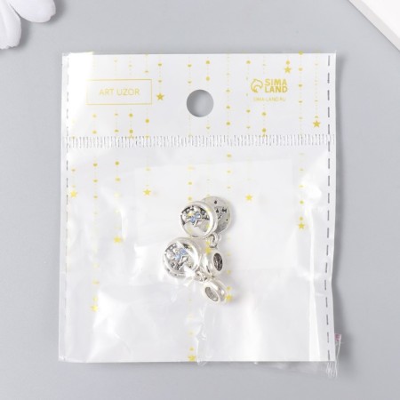 Bale with a pendant Metal for creativity "Oblushka with a hook" silver, rhinestones 1x2 cm-3