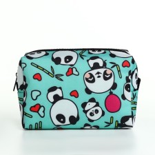 Cosmetic bag with zipper, turquoise color