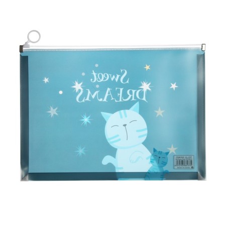Lightning folder A4 format, 180 mkr, transparent with the pattern "Cat", mix-7