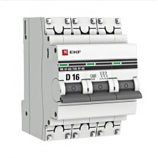 Circuit breaker automatic modular 3P D 16A 4.5ka VA 47-63 Proxima EKF MCB4763-3-16D-PRO