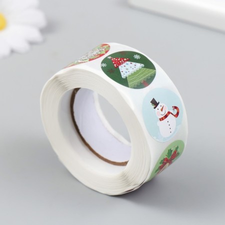 Stick Paper "soon New Year" d = 2.5 cm 500 pcs in a roll 3x6.5x6.5 cm-1