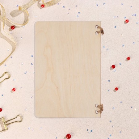 Wooden postcard "Bear holds the heart" handmade, light, 12x8 cm-2