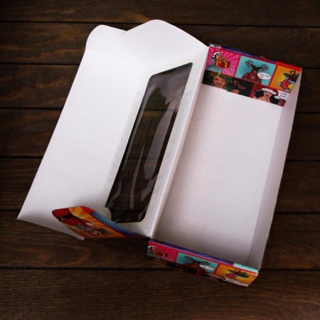 The box is self-assembly, with the window, "Pop-Art but! But! But!", 16 x 35 x 12 cm, 1 pc.-2