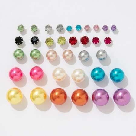 Pusets 18 pairs “minimal” beads and pearls d = 3-11 mm, colored in silver-3