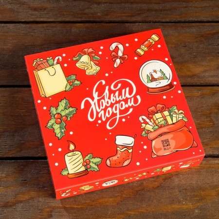 Box for 8 sweets + chocolate, with a window, "Christmas tree toys", 17.7 x 17.85 x 3.85 cm-2