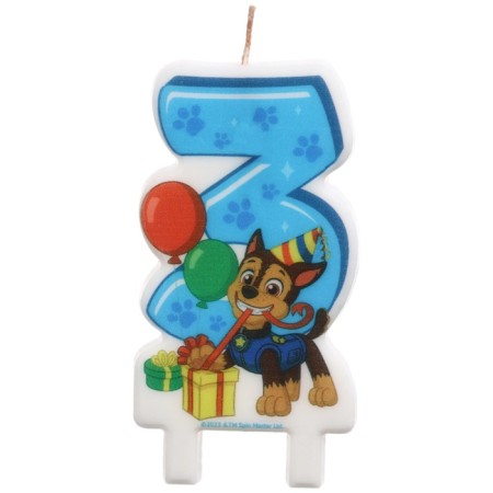 Candle in the cake number 3 "Happy Birthday", puppy patrol, 8.5 × 5 cm