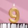 Candle in the Cake "Fine", number "9", gold metallic, 6.5 cm
