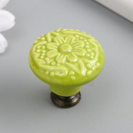 Handle for the casket ceramics, metal "flower" pistachio 3.4x3.4x3.4 cm-3
