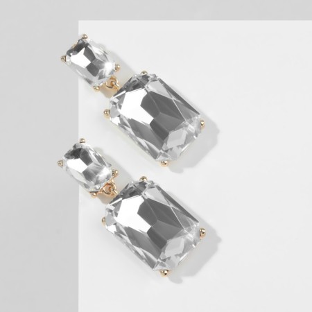 Earrings with Cleo rhinestones classic, white color in gold-1