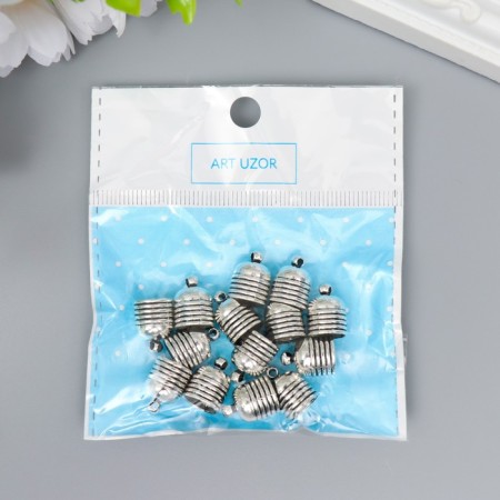 Container Metal for creativity "Dome with stripes" silver G115B347 1.3x1 cm-3