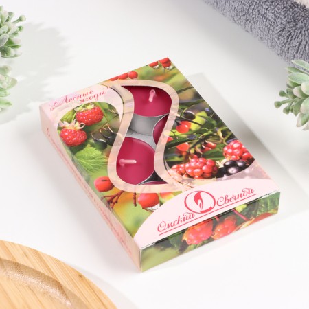 A set of tea candles aromatic "berries", 3.8x1.6 cm, 3.5 hours, 12 g, 6 pieces-3