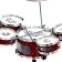 Drum installation "Rock", 5 drums, plate, sticks, stool