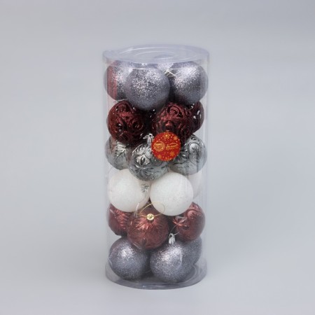 Set of balls plastic D-7 cm, 24 pcs "Silva" mix-1