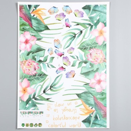 Interior plastic sticker "Tropical flowers" 50x70 cm-1