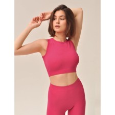 Women's top in a rubber with a halter neckline Mirey Top Senza Maniche, size 44-46, color pink