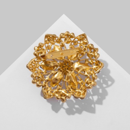Brooch "Flower" double petals, colored in matte gold-2