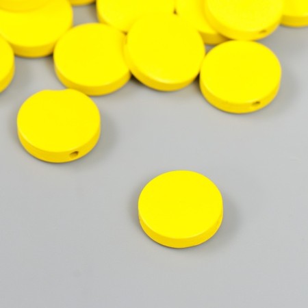 Beads for creativity wood "flat circle" set 20 pcs yellow 0.4x1.5x1.5 cm-1