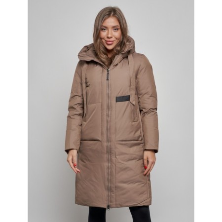 Coat insulated winter female, size 44, brown color-7