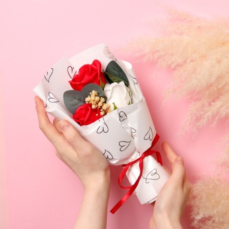 A premium bouquet of red soap roses, 11 pcs-4