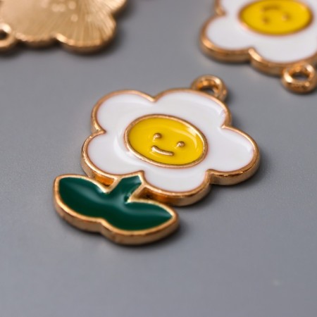 Decor for creativity Metal "Sunflower White" enamel 2.4x1.8 cm-1