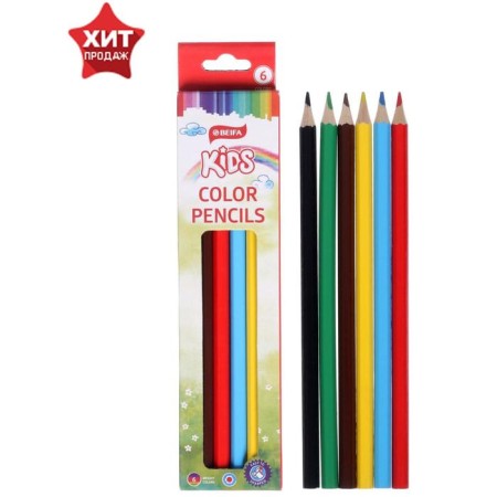Pencils 6 colors of Beifa "Bright World", on an oil basis