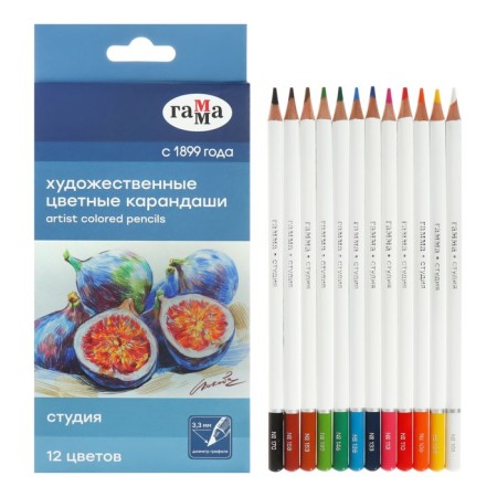 Pencils colored 12 colors Gamma "Studio", a diameter of the neck 3.3 mm