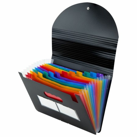 Folder-carte, A4, 12 departments, 800 μm, Brauberg Docs, with extension, a pocket for a business card, elastic band, embossing "sand", black-1