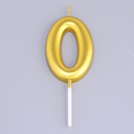 Candle in the Cake "European", number "0", 6 cm, gold-2