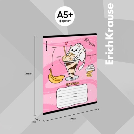 Notebook of 18 sheets in the Erichkrause "Smoothy", cover coated cardboard, mix-3