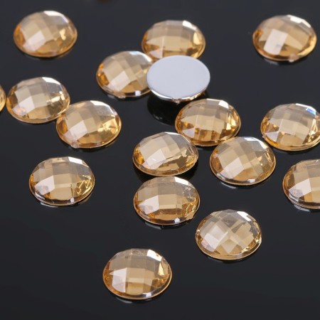 Flat adhesive rhinestones (set 20 pcs.), 10mm, gold color