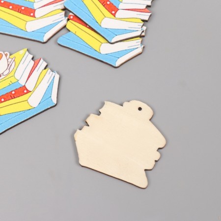 Decor for creativity wood "Stack of books and cup of coffee" 4x4.3x0.3 cm-1