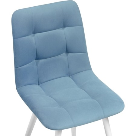Stool on a metal frame chilli to metal/velor, white/blue 43.5x50x87.5 cm-4