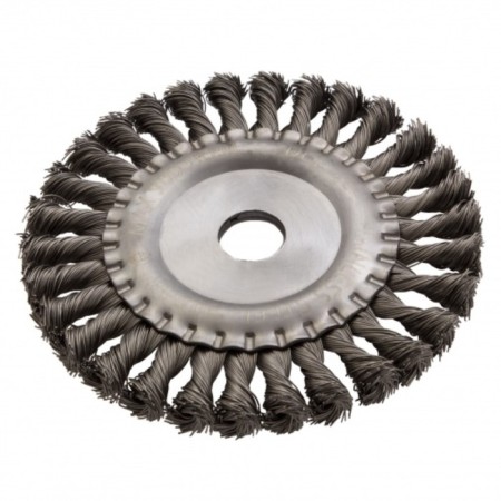 Denzel Ushm brush, 150 mm, flat, twisted stainless steel. wire 0.5 mm, landing 22.2 mm