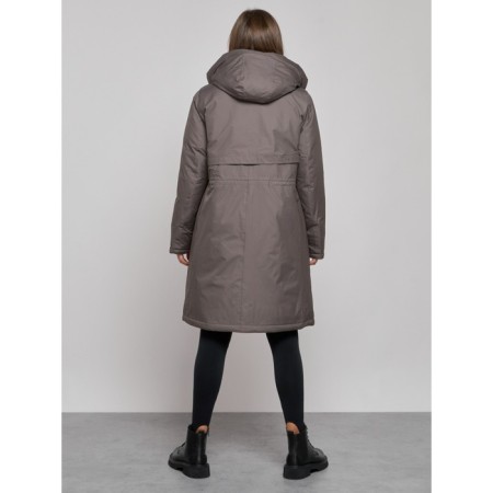 Coat insulated winter female, size 48, dark gray color-3