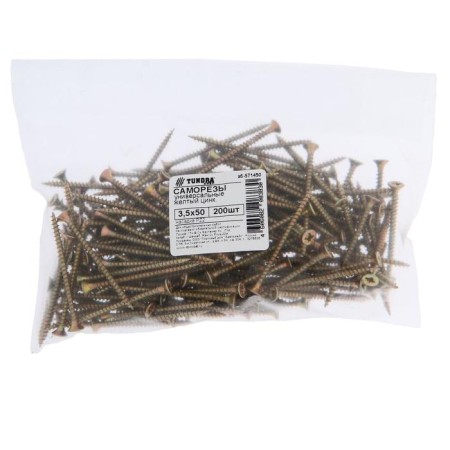 Self -tapping screws universal tundra Krep 3.5x50 mm, yellow zinc, 200 pcs.-1