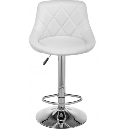 Baric stool Curt metal/eco -leather, chrome/white 45x50x84 cm-1