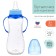 A bottle for feeding, a classic throat, with handles, 250 ml., From 3 months., Blue color
