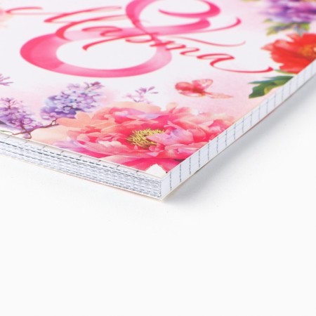 Notepad A6, 40 leaflets in a cage. Cardboard Cover "Flower"-1